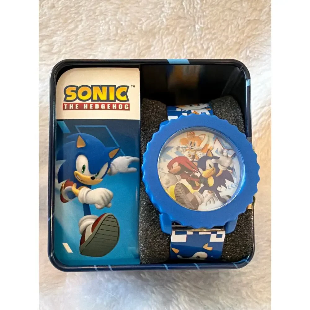 Accutime Sonic The Hedgehog Kids Flashing LCD Digital Watch Blue w/ Tin NEW